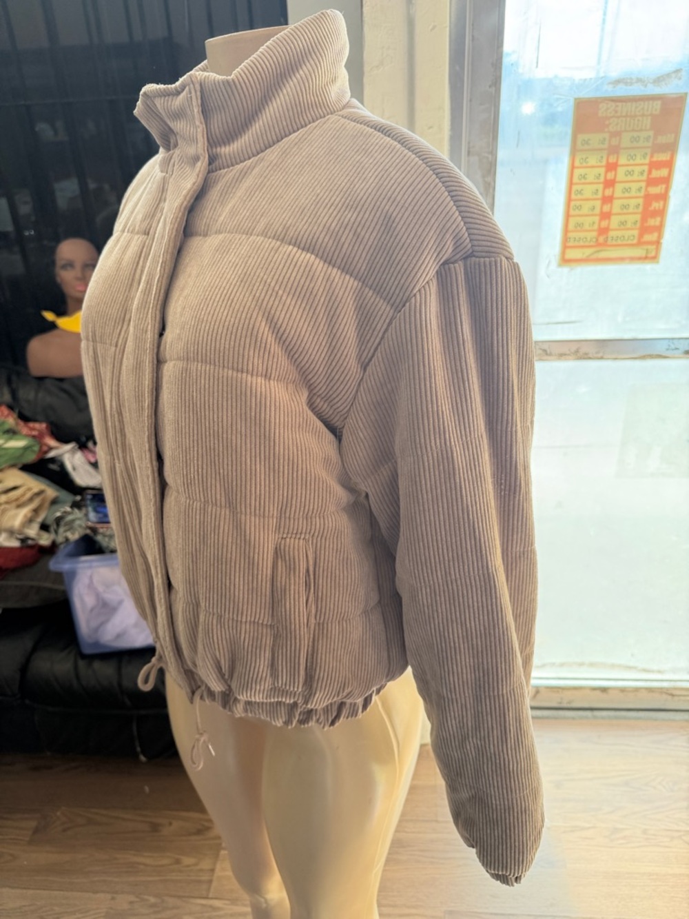 Fashion Nova Taupe Corduroy Puffer Jacket - Picture 3 of 10